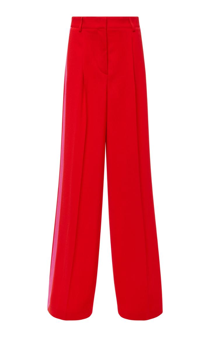 Msgm Two-tone Crepe Wide-leg Pants
