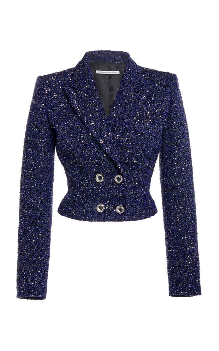 Moda Operandi Alessandra Rich Sequin Tweed Double Breasted Jacket