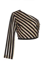 Sandra Mansour Striped Velvet One Shoulder Top