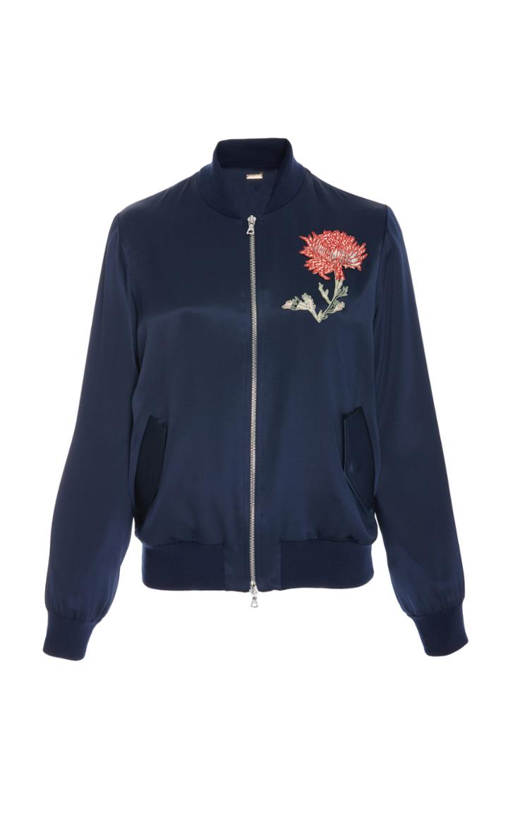 Adam Lippes Silk Charmeuse Bomber Jacket