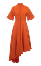 Hussein Bazaza Short Sleeve Asymmetric Midi Dress