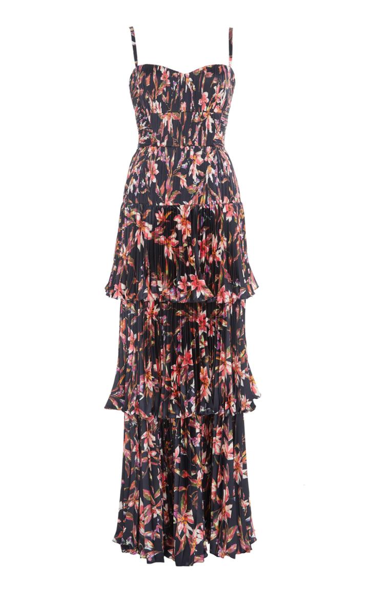 Amur Londyn Printed Satin Maxi Gown