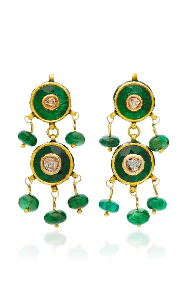 Amrapali Gold Earrings With Diamond And Emerald