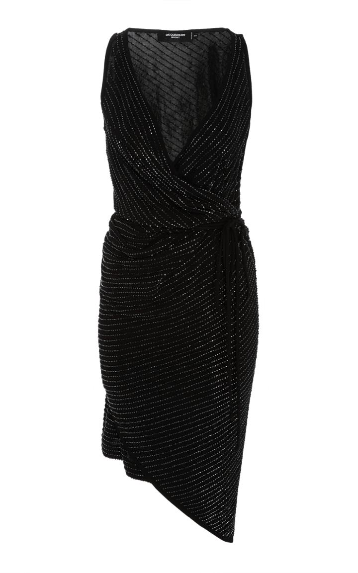 Dsquared2 Crepe Jersey Allover Beaded Dress