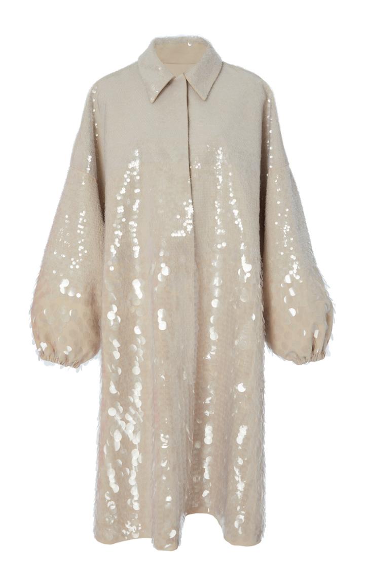 Sally Lapointe Embroidered Oversized Cotton And Silk Canvas Coat