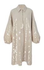 Sally Lapointe Embroidered Oversized Cotton And Silk Canvas Coat