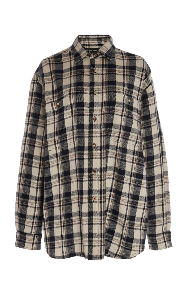 Isabel Marant Helyntony Plaid Button-down Cotton Shirt