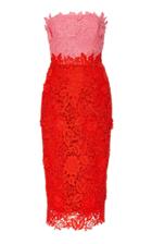 Lela Rose Strapless Two-tone Guipure Lace Midi Dress Size: 0