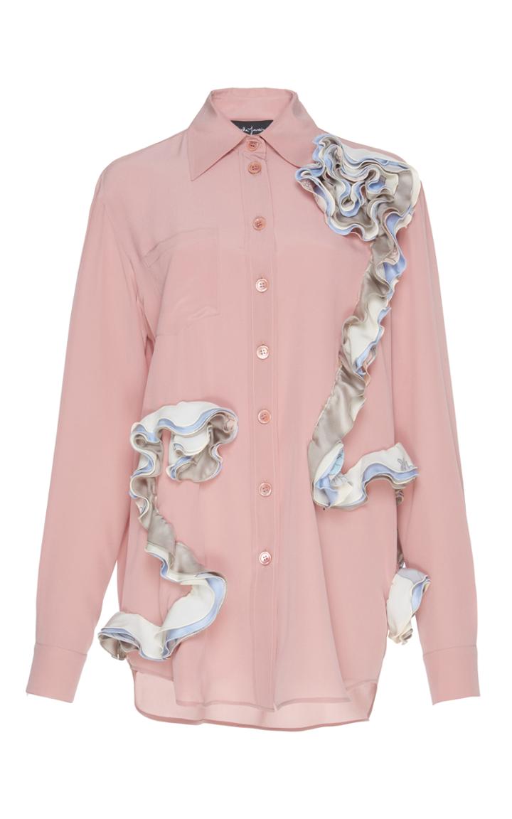Rossella Jardini Flower Rouched Silk Shirt