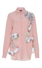 Rossella Jardini Flower Rouched Silk Shirt
