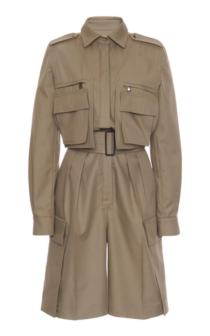Moda Operandi Max Mara Anzio Cotton-gabardine Utility Short Jumpsuit Size: 2