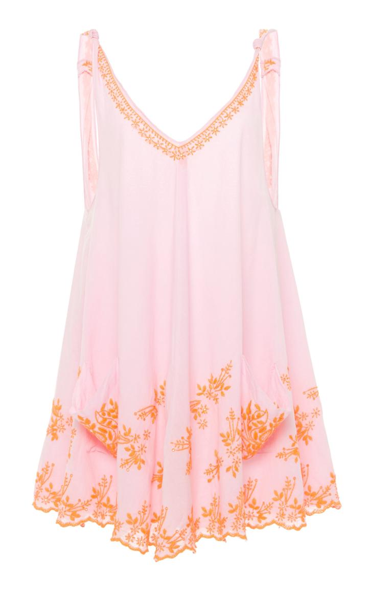 Juliet Dunn Embroidered Low Back Cotton Swing Dress