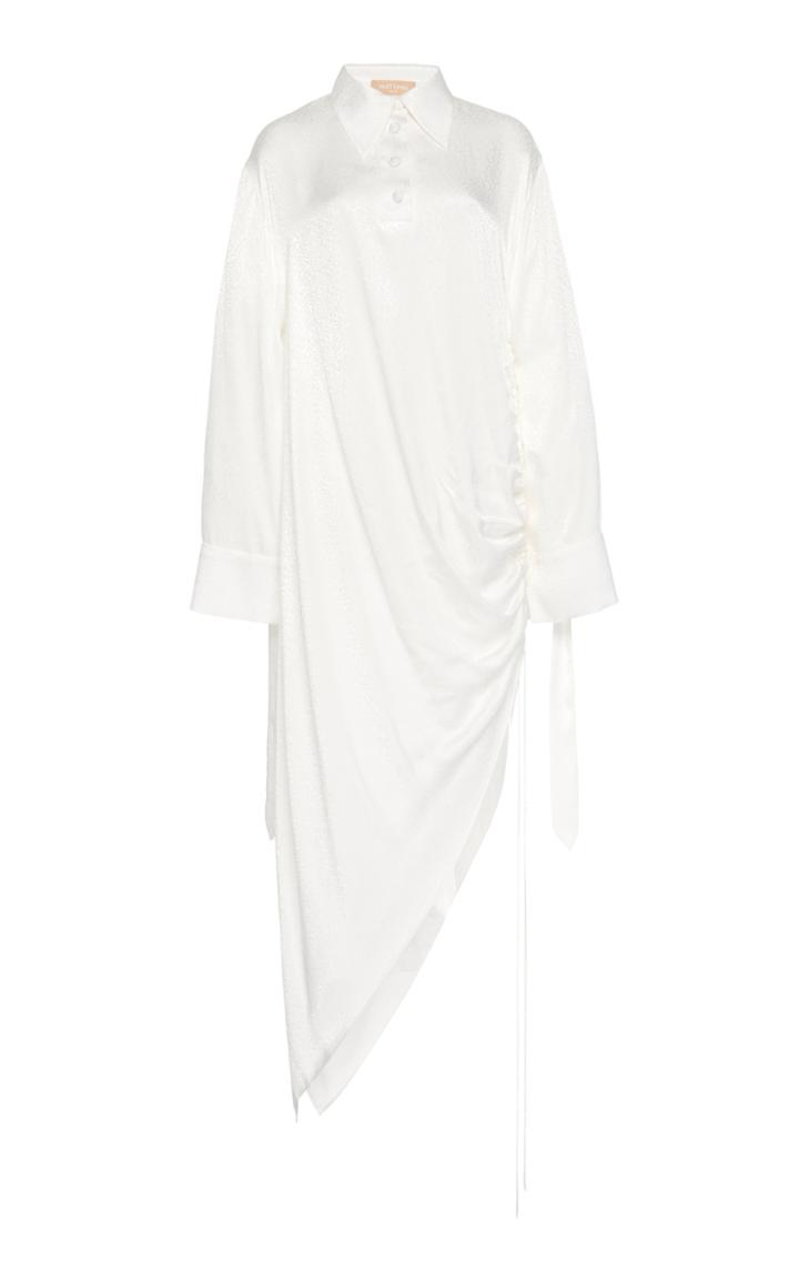 Matriel White Shirt Dress With Asymmetrical Hem