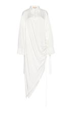 Matriel White Shirt Dress With Asymmetrical Hem