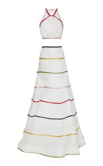 Rosie Assoulin Swarovski Rainbow Ribbon Crop Top & Ball Skirt
