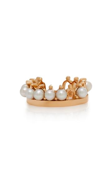 Nouvel Heritage Simple Lace 18k Rose Gold Pearl Ear Cuff