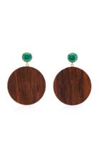 Sophie Monet Saga Gold-plated, Malachite And Wood Earrings