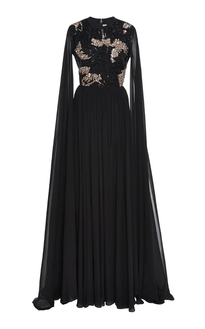 Elie Saab Embellished Bodice Gown With Cape Sleeves