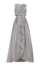 Rami Al Ali Floor-length Tulip Gown With Multi-color Embroidery