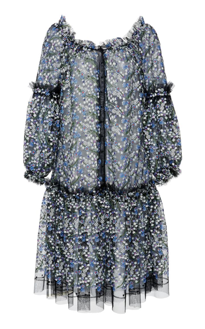 Luisa Beccaria Drop Waist Chiffon Midi Dress