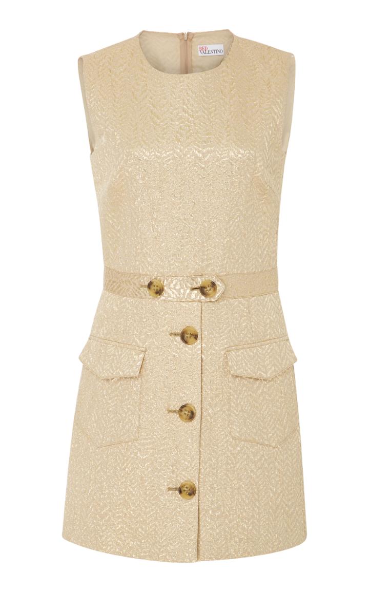 Red Valentino Laminated Brocade Mini Dress