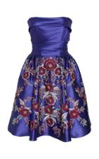 Marchesa Strapless Embroidered Mini Dress