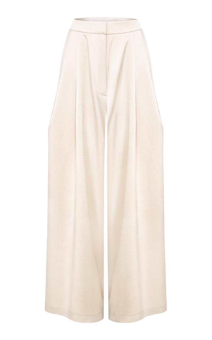 Abadia Signature Wide-leg Satin Crepe Pants