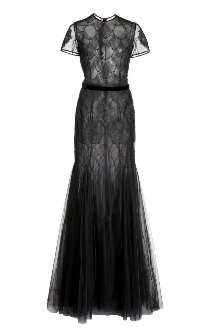 Moda Operandi Costarellos Fina Metallic Lace-detailed Tulle Gown