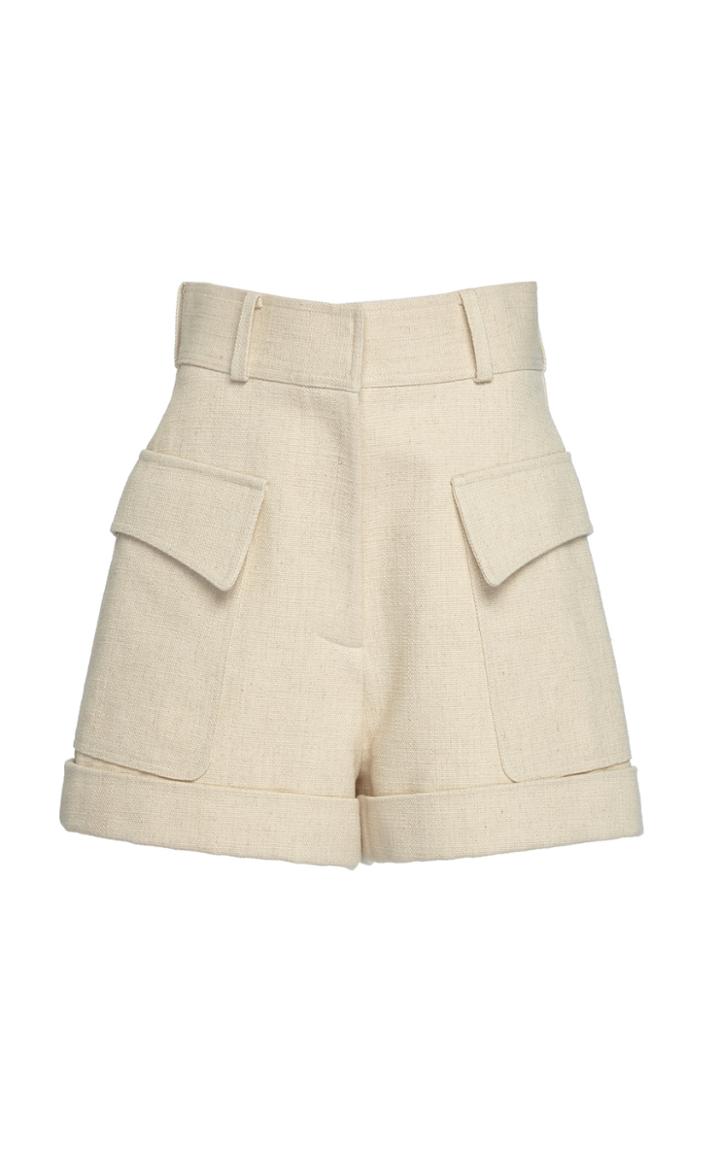 Moda Operandi Victoria Beckham Tailored Cotton Linen High-rise Shorts Size: 4