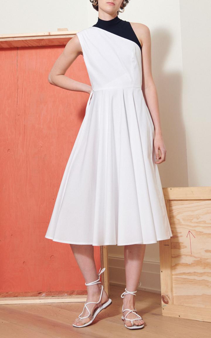 Rosetta Getty One Shoulder Cotton Wrap Dress
