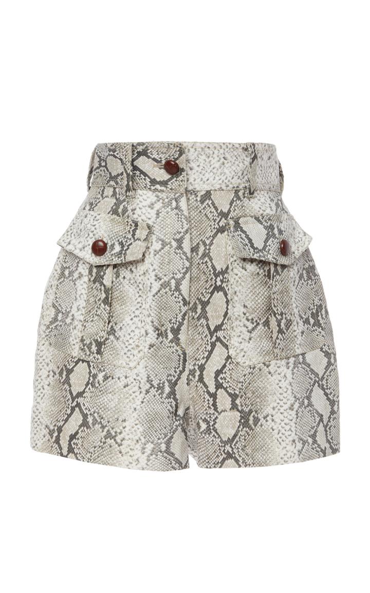 Zimmermann Corsage Belted Printed Linen Shorts