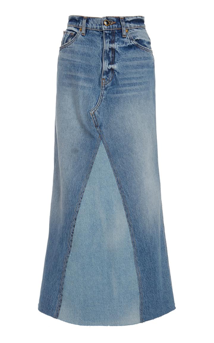 Khaite Magdelena Two-tone Denim Maxi Skirt