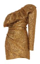 Dundas Ruffled Metallic Jacquard Mini Dress