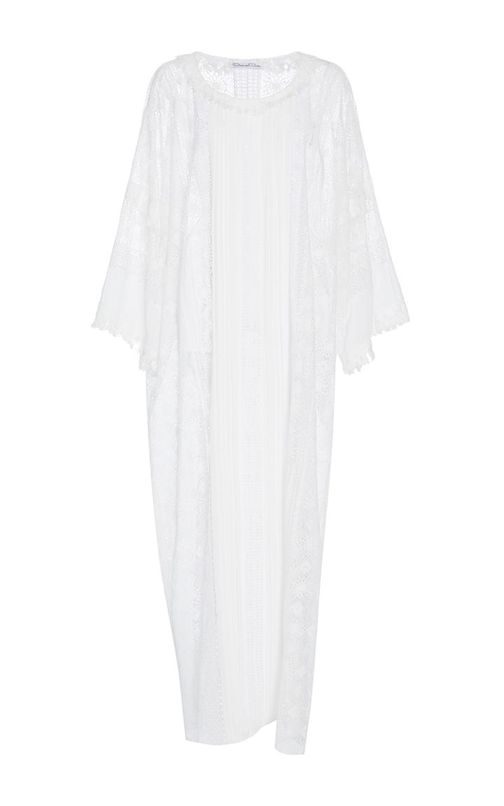 Oscar De La Renta Long Sleeve Drop Shoulder Caftan