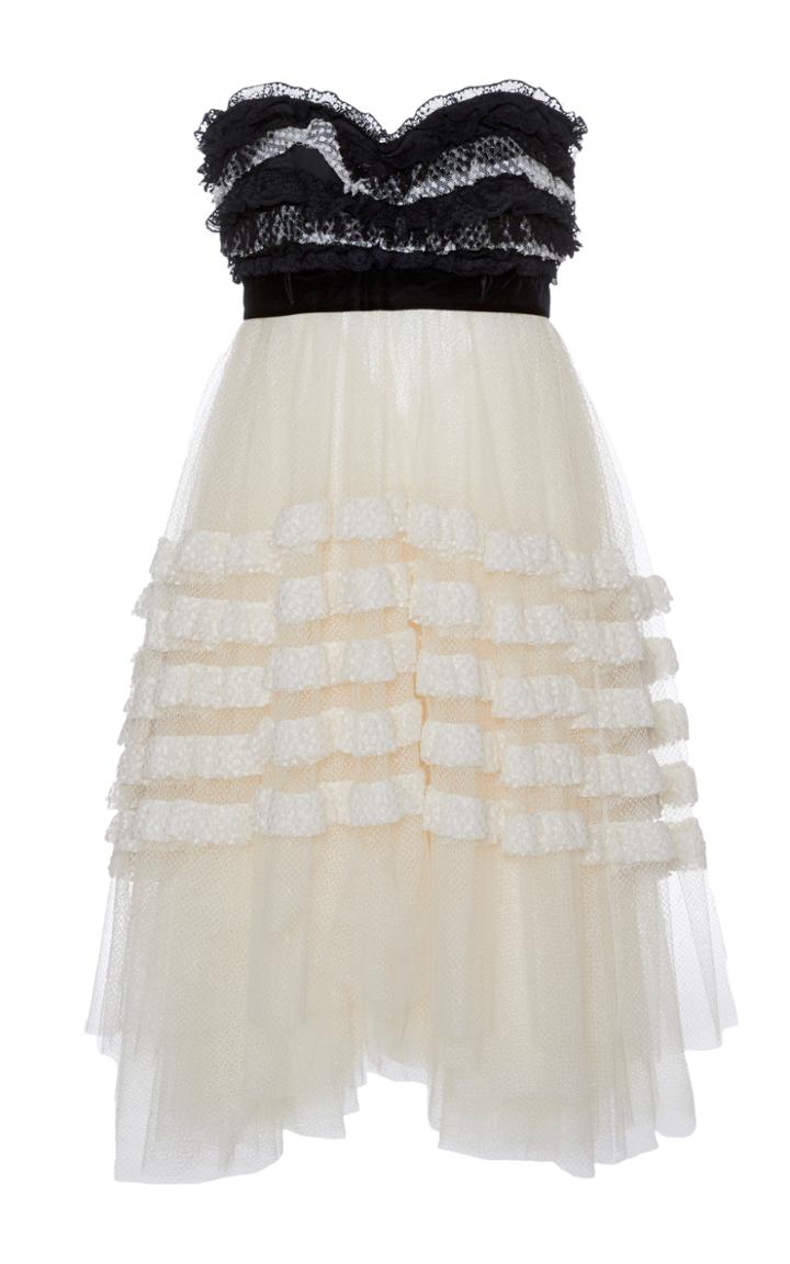 Philosophy Di Lorenzo Serafini Plumetis Strapless Ruffled Dress