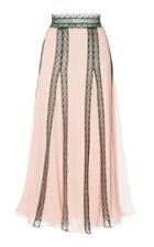 Costarellos Silk Chiffon And Lace Trim Midi Skirt