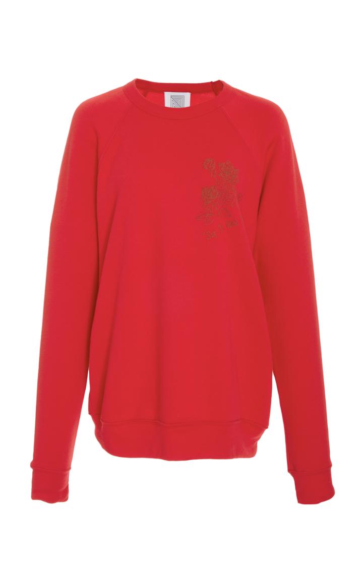 Rosie Assoulin Sweatshirt With Red Flocked Flowers