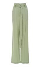 Sally Lapointe Snake-effect Belted Crepe De Chine Wide-leg Pants Size: