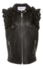 Michael Kors Collection Ruffled Leather Moto Vest