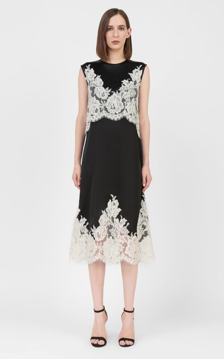 Moda Operandi Costarellos Beverly Lace-appliqued Satin Midi Dress