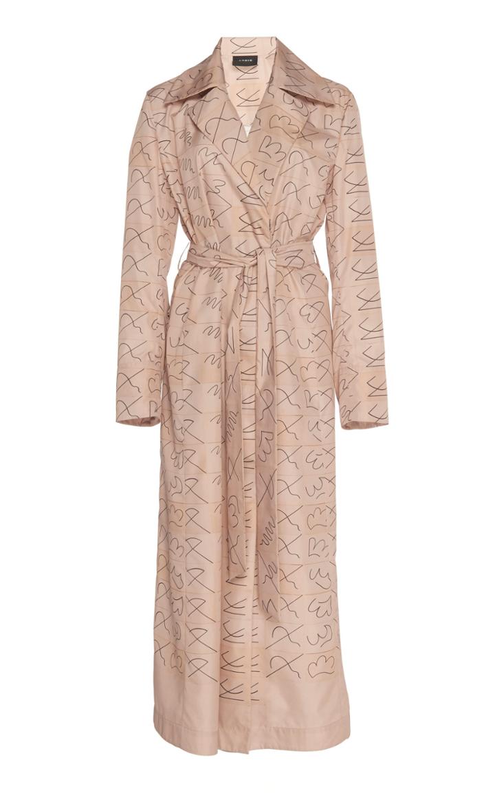 Akris Printed Taffeta Long Coat