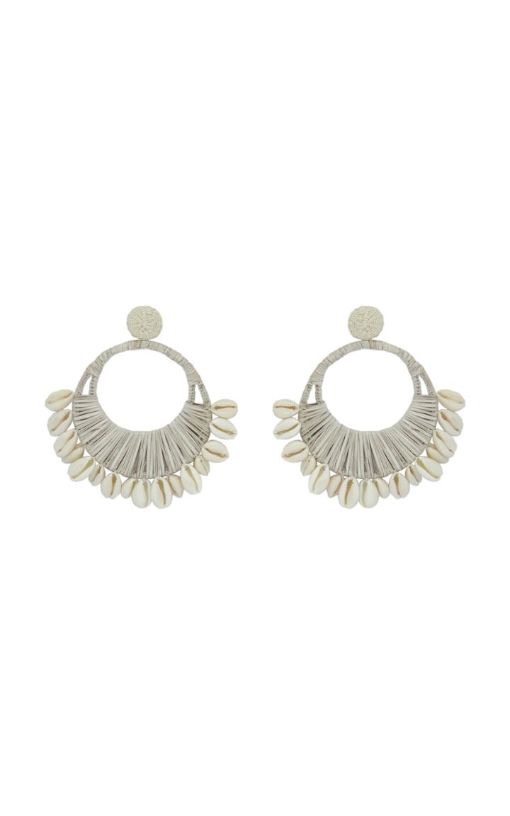 Johanna Ortiz Historia Natural Iraca And Shell Hoop Earrings