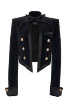 Balmain Satin Bow Quilted Velvet Jacket