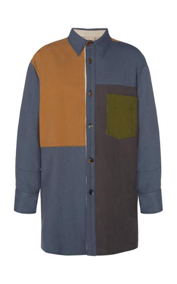 Federico Curradi Oversized Patchwork Cotton Shirt Coat Size: 48