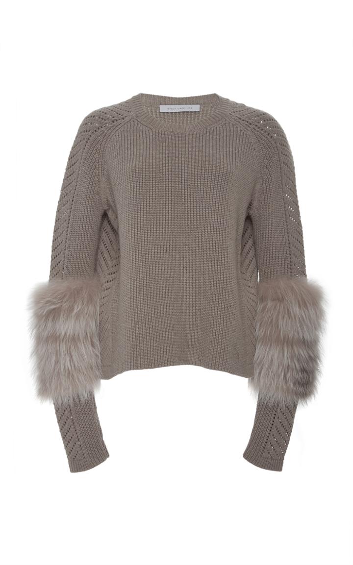 Sally Lapointe Shrunken Pullover With Lavender Fox