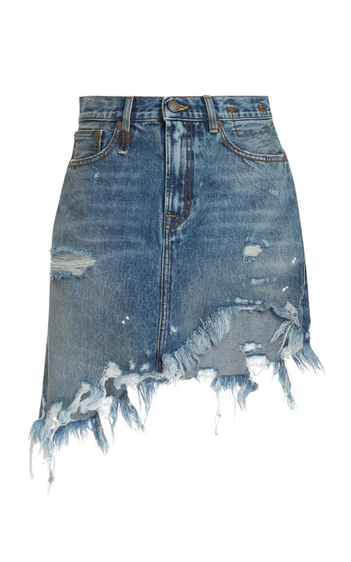 R13 Asymmetrical Distressed Denim Skirt