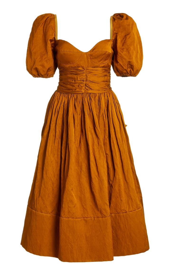 Moda Operandi Brock Collection Rosette Puff Sleeve Midi Dress
