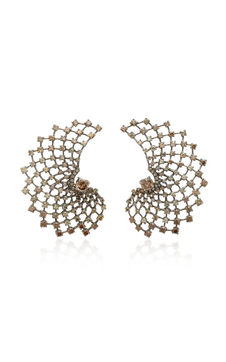 Jill Heller Vintage Rhodium-plated 18k Gold Diamond Earrings