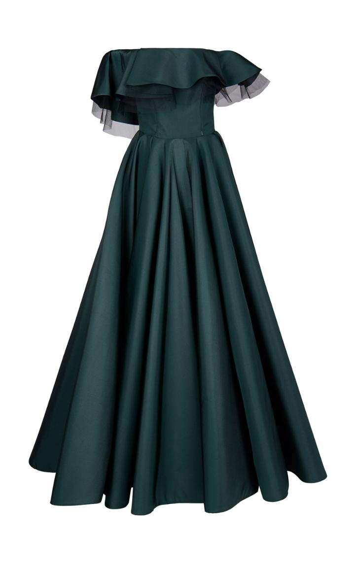Bazza Alzouman Elm Ruffle Shoulder Gown