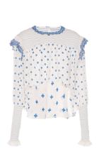 Philosophy Di Lorenzo Serafini Blouson Sleeve Embroidered Crepe Blouse